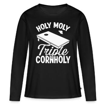 Cornhole Player Holy Moly Triple Cornholy Tosser - Women's Premium Organic Long Sleeve Shirt - black - Front - Julia (174cm)
