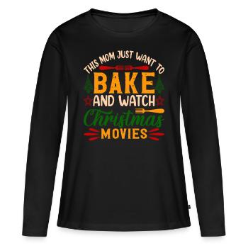Mère cuisinière de Noël - T-shirt manches longues Premium bio Femme - noir - Devant - Julia (174cm)