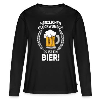 Bierbauch Schwangerschaft Vater Schwanger Bier - Frauen Premium Bio Langarmshirt - Schwarz - Vorne - Julia (174cm)