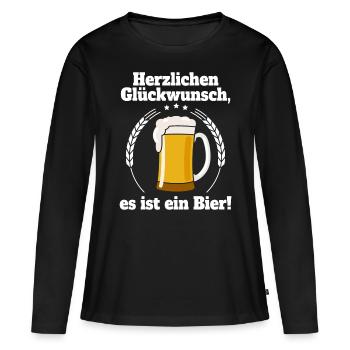 Bierbauch Schwangerschaft Vater Schwanger Bier - Frauen Premium Bio Langarmshirt - Schwarz - Vorne - Julia (174cm)
