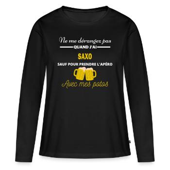Ne me dérangez pas QUAND J'ai l'apéro saxo - T-shirt manches longues Premium bio Femme - noir - Devant - Julia (174cm)