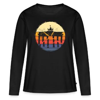 Berlin Allemagne City Skyline Vintage Rétro - T-shirt manches longues Premium bio Femme - noir - Devant - Julia (174cm)