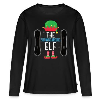 Snowboarder The Snowboarding Elf Sports d’hiver - T-shirt manches longues Premium bio Femme - noir - Devant - Julia (174cm)