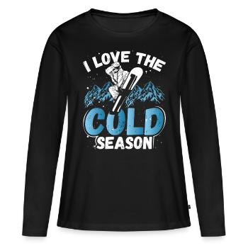 Snowboarding I Love The Cold Season Snowboarder - Frauen Premium Bio Langarmshirt - Schwarz - Vorne - Julia (174cm)