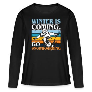 Snowboarder Winter Coming Go Snowboarding - Frauen Premium Bio Langarmshirt - Schwarz - Vorne - Julia (174cm)