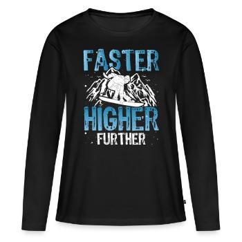 Snowboarder plus vite plus haut snowboarder plus haut - T-shirt manches longues Premium bio Femme - noir - Devant - Julia (174cm)