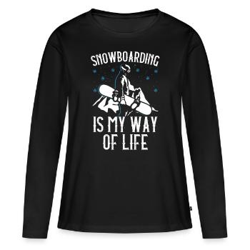 Le snowboard est mon mode de vie Snowboarder - T-shirt manches longues Premium bio Femme - noir - Devant - Julia (174cm)