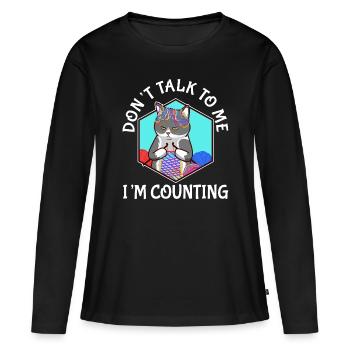 Ne me parlez pas, je compte - T-shirt manches longues Premium bio Femme - noir - Devant - Julia (174cm)