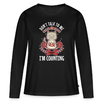 Ne me parlez pas, je compte - T-shirt manches longues Premium bio Femme - noir - Devant - Julia (174cm)
