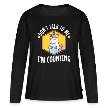 Ne me parle pas, je compte - T-shirt manches longues Premium bio Femme - noir - Devant - Julia (174cm)