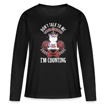 Ne me parlez pas, je compte - T-shirt manches longues Premium bio Femme - noir - Devant - Julia (174cm)