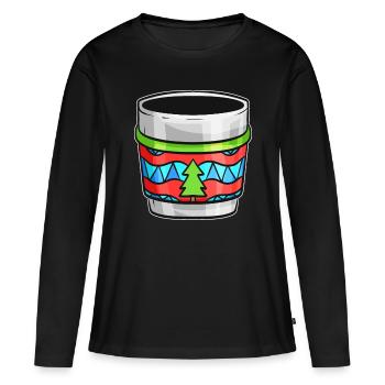 Bécher d’automne avec pull moche pour Noël - T-shirt manches longues Premium bio Femme - noir - Devant - Julia (174cm)