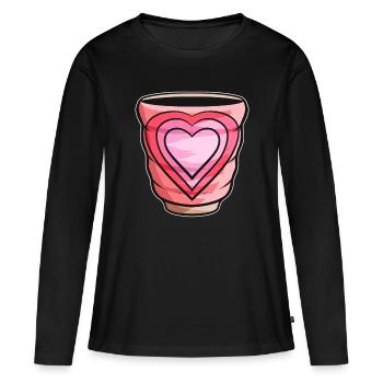 Gobelet d'automne avec des coeurs pour Noël - T-shirt manches longues Premium bio Femme - noir - Devant - Julia (174cm)