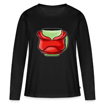 Bécher d’automne avec sweat à capuche rouge pour Noël - T-shirt manches longues Premium bio Femme - noir - Devant - Julia (174cm)