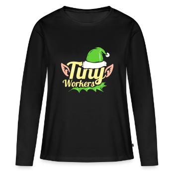 Les petits elfes sont de minuscules travailleurs pour Noël - T-shirt manches longues Premium bio Femme - noir - Devant - Julia (174cm)
