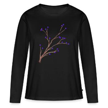 Branche de brumes aux baies violettes pour Noël - T-shirt manches longues Premium bio Femme - noir - Devant - Julia (174cm)