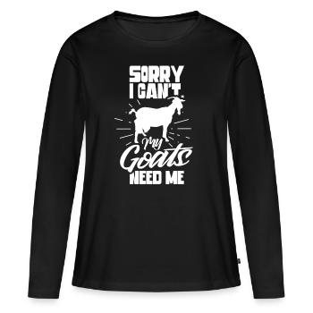 Malheureusement, mes chèvres n’ont pas besoin de moi animal - T-shirt manches longues Premium bio Femme - noir - Devant - Julia (174cm)