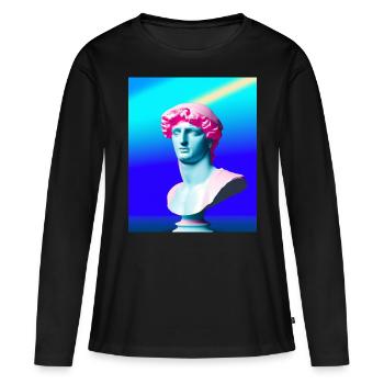 Vaporwave Statue Römische Büste - Frauen Premium Bio Langarmshirt - Schwarz - Vorne - Julia (174cm)