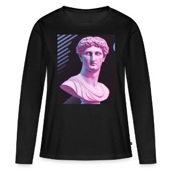 Vaporwave Statue Roman Bust - Women's Premium Organic Long Sleeve Shirt - black - Front - Julia (174cm)