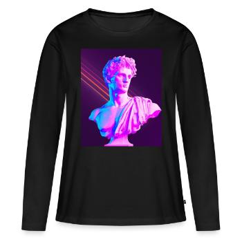 Vaporwave Statue Römische Büste - Frauen Premium Bio Langarmshirt - Schwarz - Vorne - Julia (174cm)