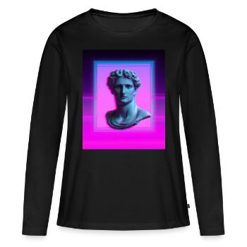 Vaporwave Statue Römische Büste - Frauen Premium Bio Langarmshirt - Schwarz - Vorne - Julia (174cm)