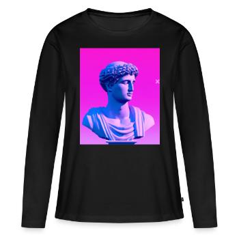 Vaporwave Statue Roman Bust - Women's Premium Organic Long Sleeve Shirt - black - Front - Julia (174cm)