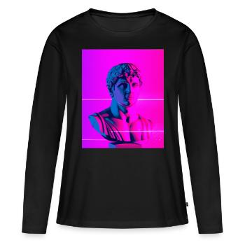 Vaporwave Statue Roman Bust - Women's Premium Organic Long Sleeve Shirt - black - Front - Julia (174cm)