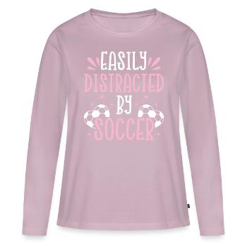 Soccer Lover - Easily Distracted By Soccer - Socce - Women's Premium Organic Long Sleeve Shirt - dusky pink - Front - Julia (174cm)