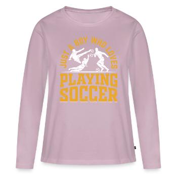 Soccer - Just A Boy Who Loves Playing Soccer - Women's Premium Organic Long Sleeve Shirt - dusky pink - Front - Julia (174cm)