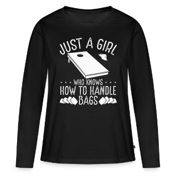 Cornhole Player Women Funny Tosser Drinking - Frauen Premium Bio Langarmshirt - Schwarz - Vorne - Julia (174cm)