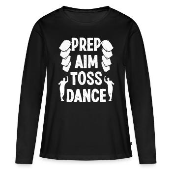 Cornhole Player Prep Aim Toss Dance Drinking Toss - Frauen Premium Bio Langarmshirt - Schwarz - Vorne - Julia (174cm)