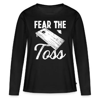 Cornhole Player Fear the Toss Drinking Tosser - Women's Premium Organic Long Sleeve Shirt - black - Front - Julia (174cm)