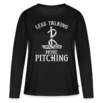 Horseshoe Pitching Game Less Talking more Tosser - Frauen Premium Bio Langarmshirt - Schwarz - Vorne - Julia (174cm)