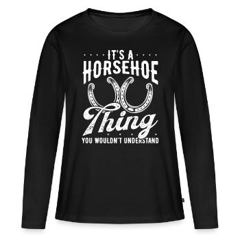 Horseshoe Pitching Game Horseshoe thing Tosser - Frauen Premium Bio Langarmshirt - Schwarz - Vorne - Julia (174cm)