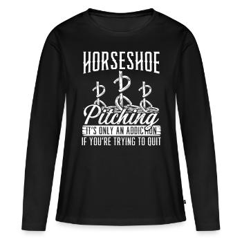 Horseshoe Pitching Game Horseshoe Addiction Tosser - Frauen Premium Bio Langarmshirt - Schwarz - Vorne - Julia (174cm)