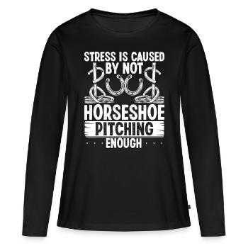 Horseshoe Pitching Game Stress is caused by Tosser - Women's Premium Organic Long Sleeve Shirt - black - Front - Julia (174cm)
