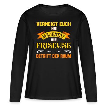 Ihre Majestät die Friseuse lustiges Beruf - Frauen Premium Bio Langarmshirt - Schwarz - Vorne - Julia (174cm)