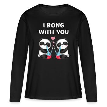 Je bong avec toi en amour panda ours mignons - T-shirt manches longues Premium bio Femme - noir - Devant - Julia (174cm)