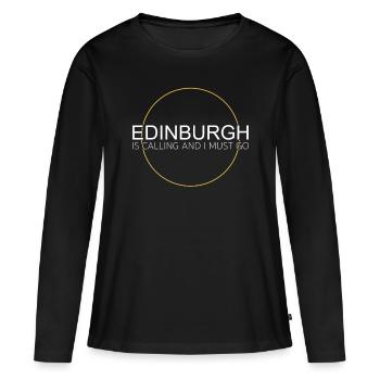 Citation d’Édimbourg - T-shirt manches longues Premium bio Femme - noir - Devant - Julia (174cm)