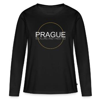 Prague - T-shirt manches longues Premium bio Femme - noir - Devant - Julia (174cm)