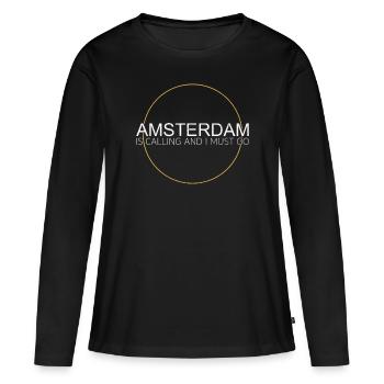 Amsterdam - T-shirt manches longues Premium bio Femme - noir - Devant - Julia (174cm)