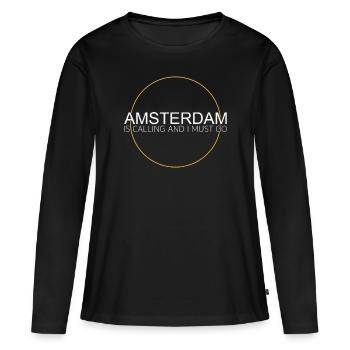 Amsterdam - T-shirt manches longues Premium bio Femme - noir - Devant - Julia (174cm)
