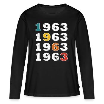 60th birthday Born 1963 Retro Vintage Style - Women's Premium Organic Long Sleeve Shirt - black - Front - Julia (174cm)