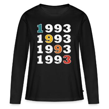 30. Geburtstag Jahrgang 1993 Retro Vintage Style - Frauen Premium Bio Langarmshirt - Schwarz - Vorne - Julia (174cm)