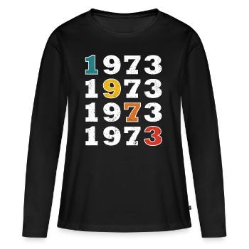 50. Geburtstag Jahrgang 1973 Retro Vintage Style - Frauen Premium Bio Langarmshirt - Schwarz - Vorne - Julia (174cm)