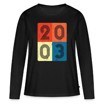 20ème anniversaire vintage 2003 Retro Style Collage - T-shirt manches longues Premium bio Femme - noir - Devant - Julia (174cm)