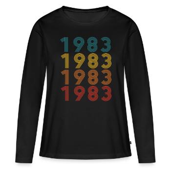 40ème anniversaire Né en 1983 Style Rétro Vintage - T-shirt manches longues Premium bio Femme - noir - Devant - Julia (174cm)