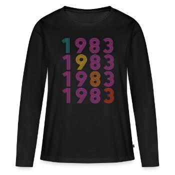 40ème anniversaire Né en 1983 Style Rétro Vintage - T-shirt manches longues Premium bio Femme - noir - Devant - Julia (174cm)