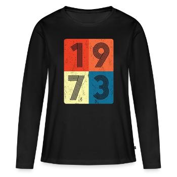 50e anniversaire né en 1973 Retro Style Collage - T-shirt manches longues Premium bio Femme - noir - Devant - Julia (174cm)