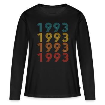30. Geburtstag Jahrgang 1993 Retro Vintage Style - Frauen Premium Bio Langarmshirt - Schwarz - Vorne - Julia (174cm)